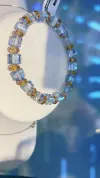 Transparent crystal golden orange colorful bead bracelet titanium steel glass crystal bracelet for men details Picture